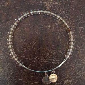 Alex and Ani light brown beaded gold bangle